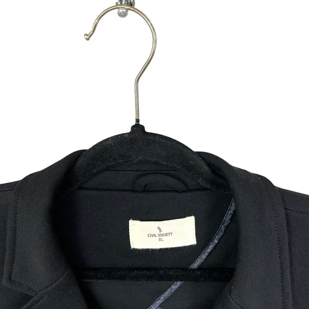 Civil Society Mens Knit Sports‎ Coat Notch Collar Double Vented Pockets Black XL